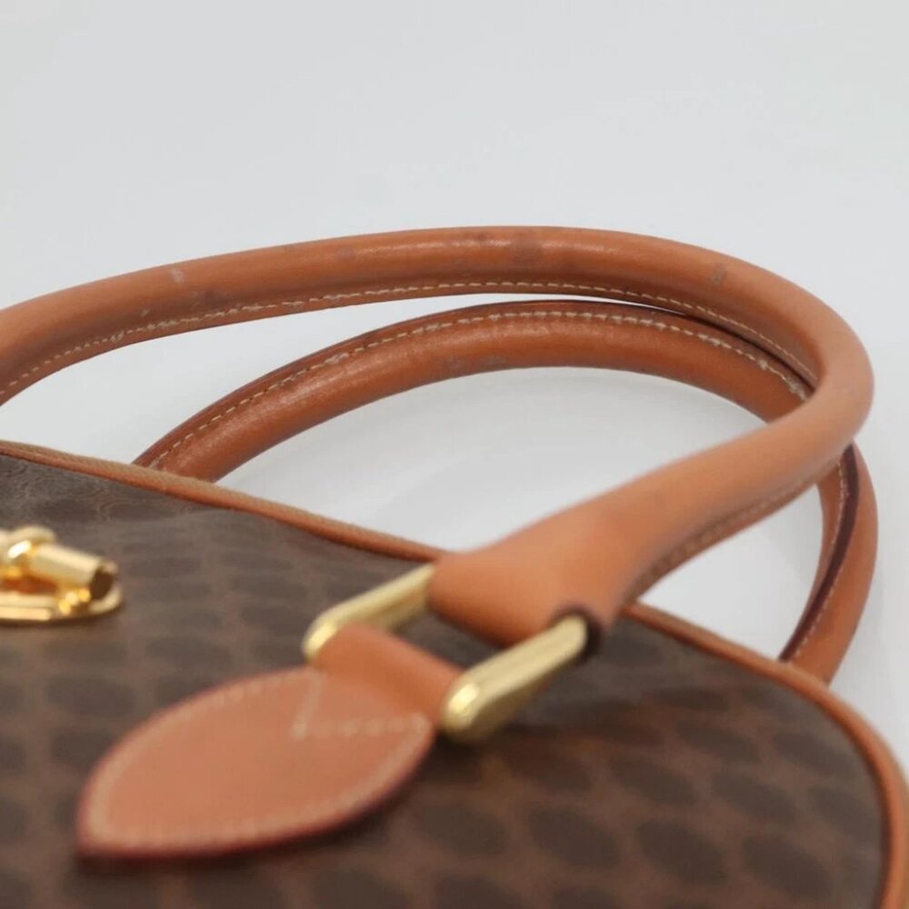 CELINE Macadam Canvas Hand Bag PVC Leather Brown Gold Auth gh019 - Picture 9 of 14